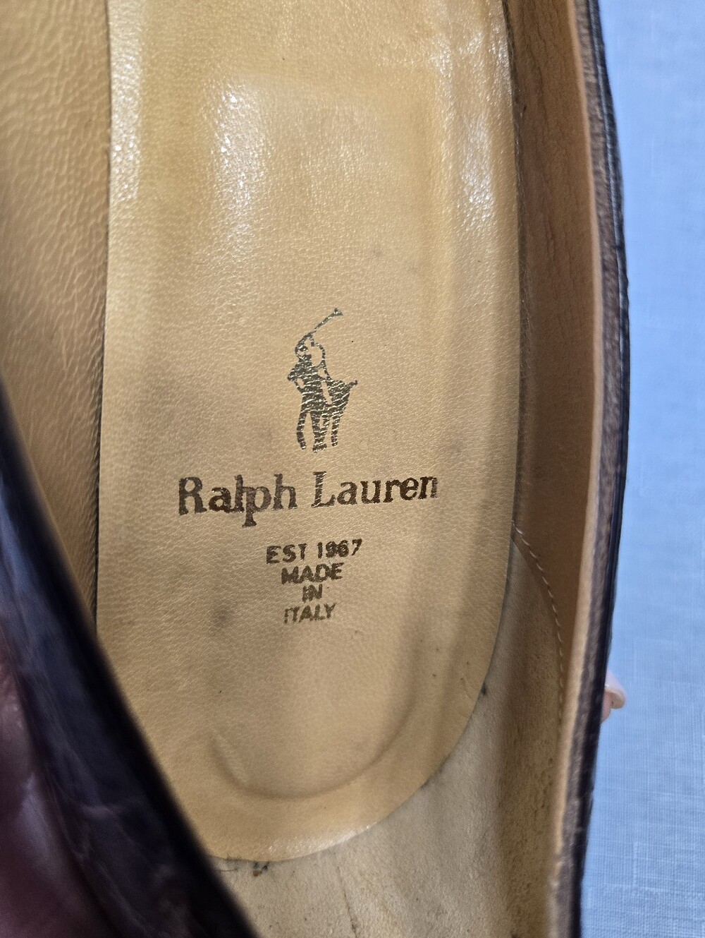 Ralph Lauren Collection Made in Italy Brown Croc Embossed Leather Heels 7.5B - Picture 8 of 9